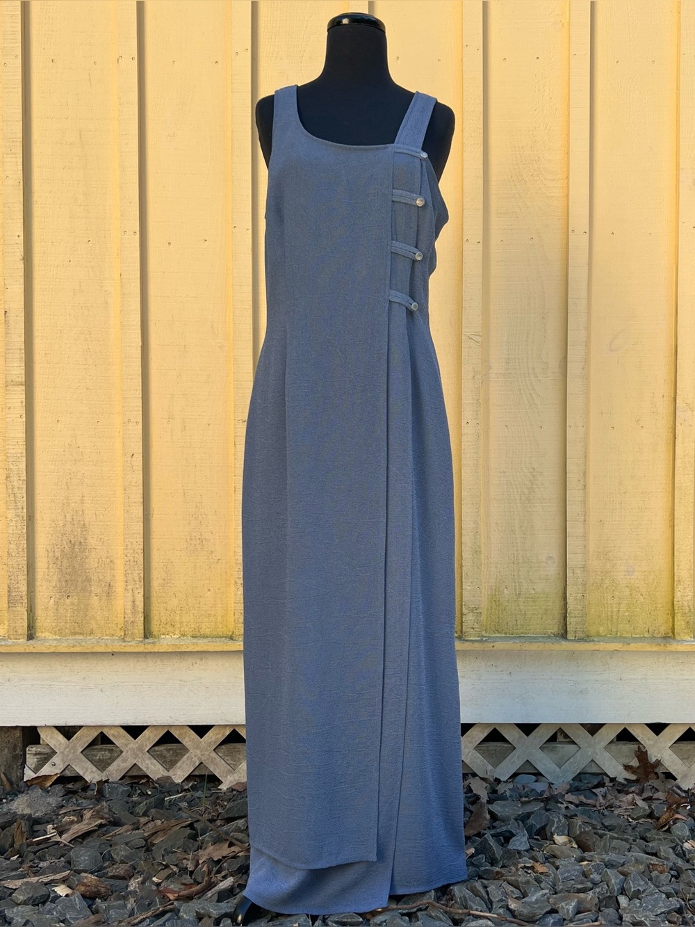 VTG 80s Joseph Ribkoff Blue Faux Wrap Maxi Dress, 10